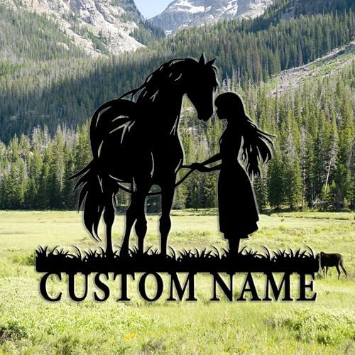 Gotstorms Customizable Horse and Silhouette Metal Wall Art 8-24 Inch LED Light Option