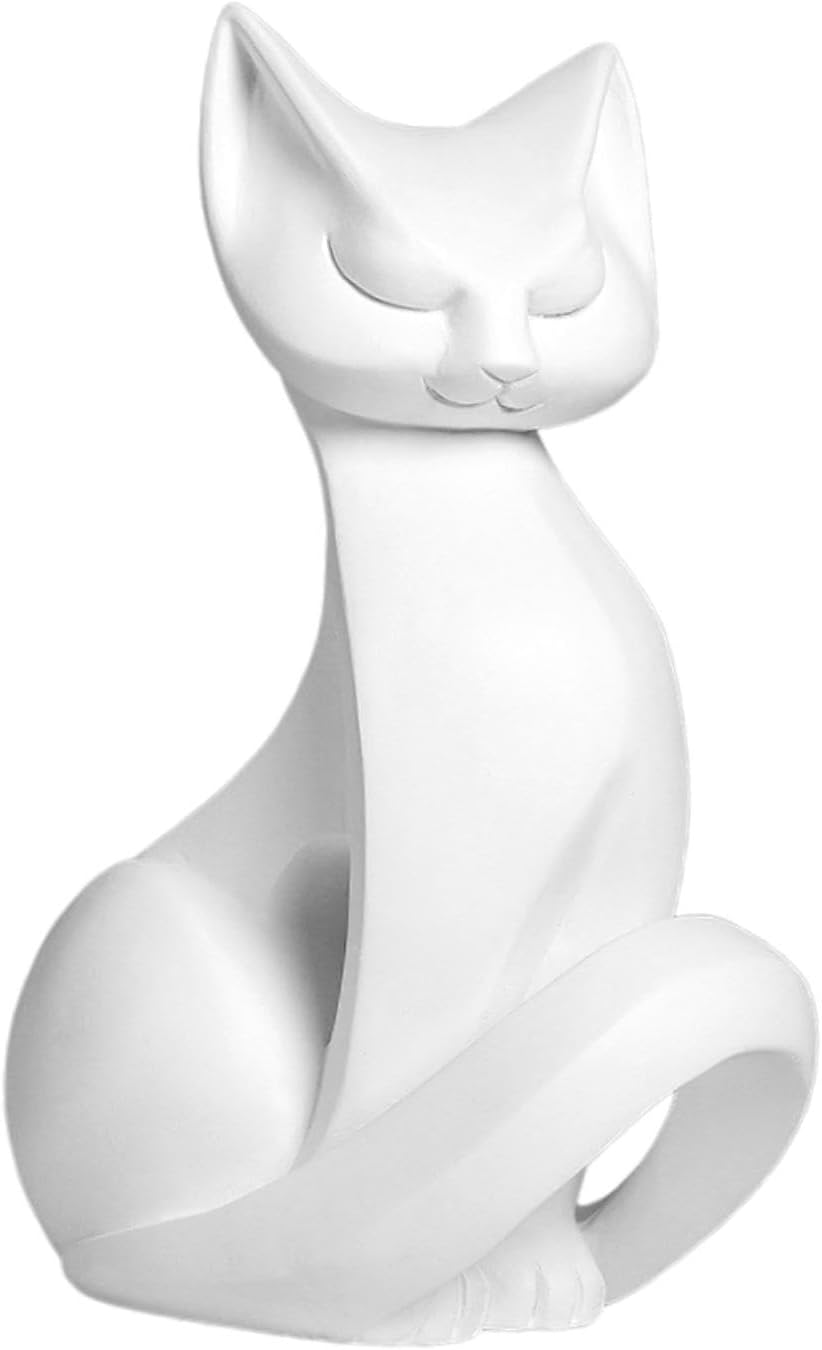 Cat Sculpture Resin Craft Figurine Decor for Home Office Bedroom