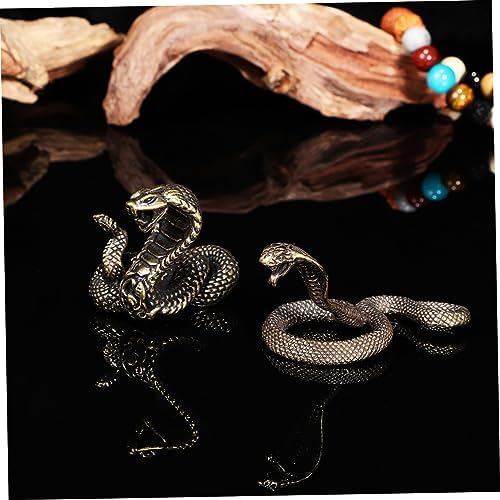 Wakauto 2pcs Brass Snake Figurine Realistic Decor Sculpture