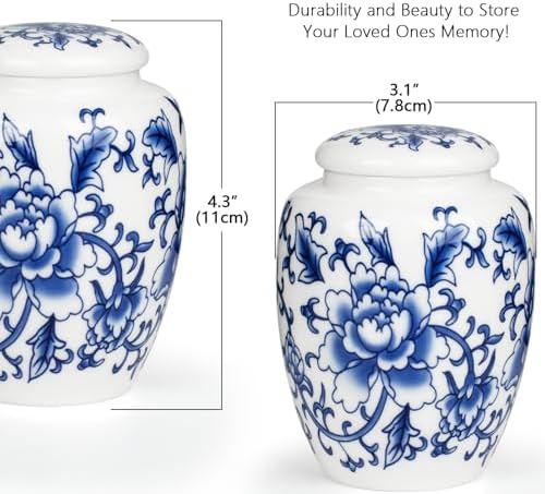 Exquisite Blue and White Porcelain Cremation Urn with Box