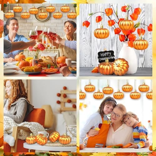 12 Pcs Pumpkin Hanging Ornaments for Fall Thanksgiving Christmas Decor