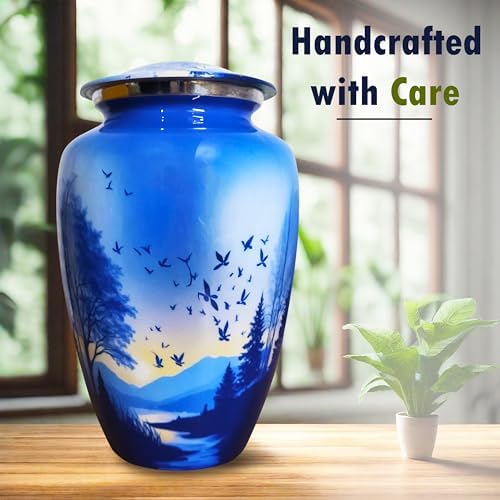 Artsymade Heaven Scenery Cremation Urn - Blue 200 Cubic Inches
