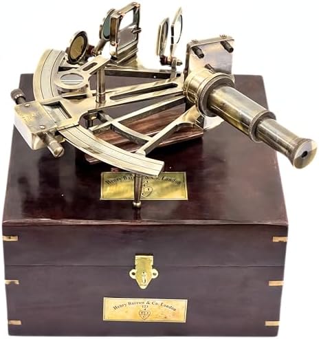 Antique German Brass Sextant Nautical Instrument Decor