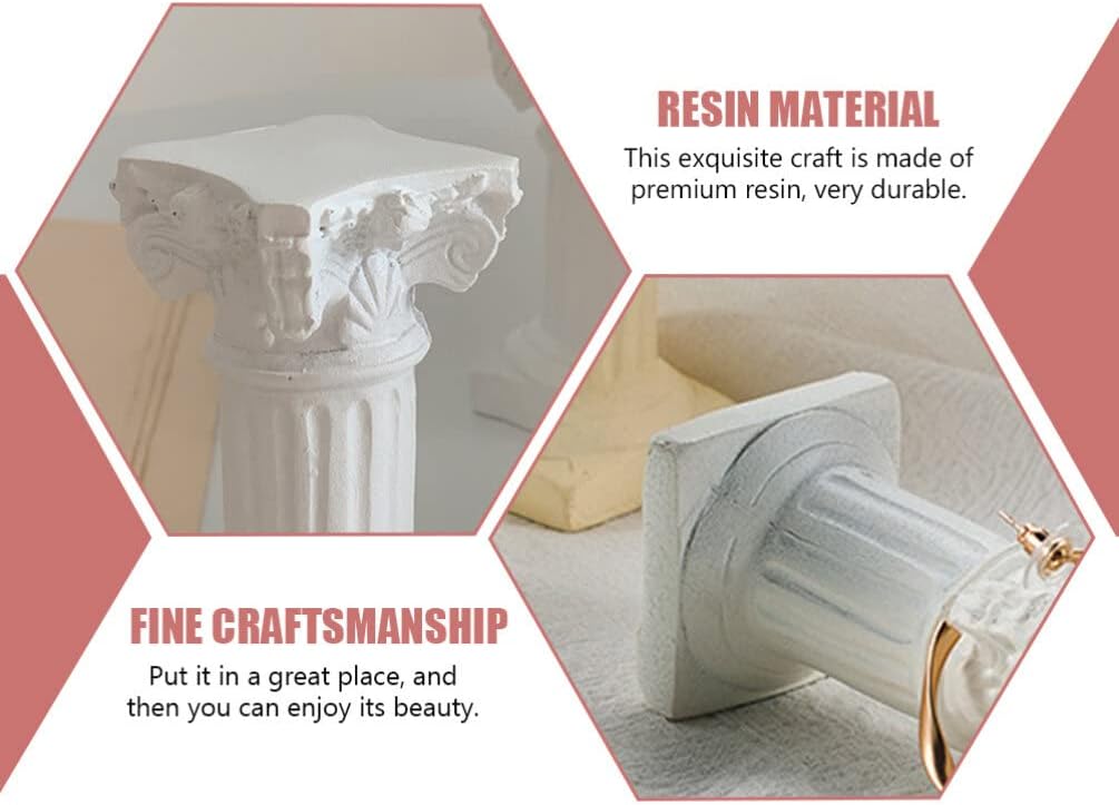 Roman Pillars Mini White Resin Figurine Set for Home Decor
