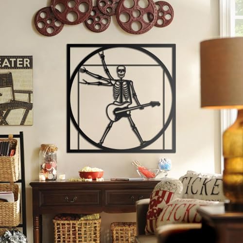Rock Skeleton Vitruvian Wall Art Modern Minimalist Metal Decor