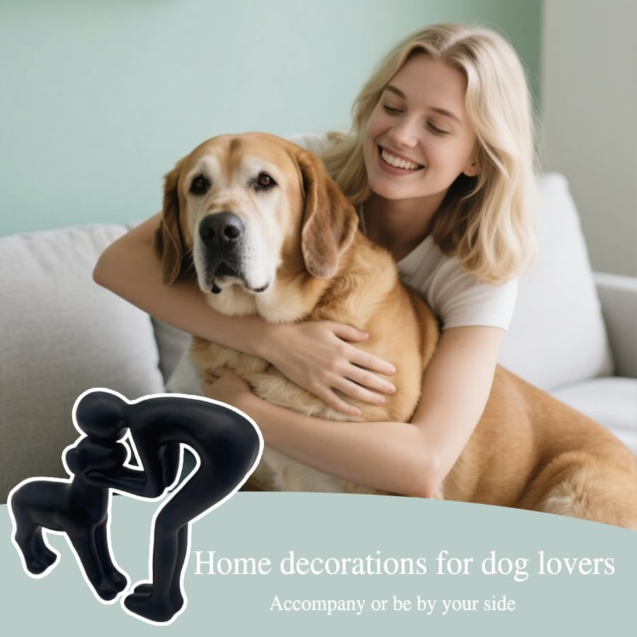 Human and Dog Statue Home Decor Cute Pet Sculpture