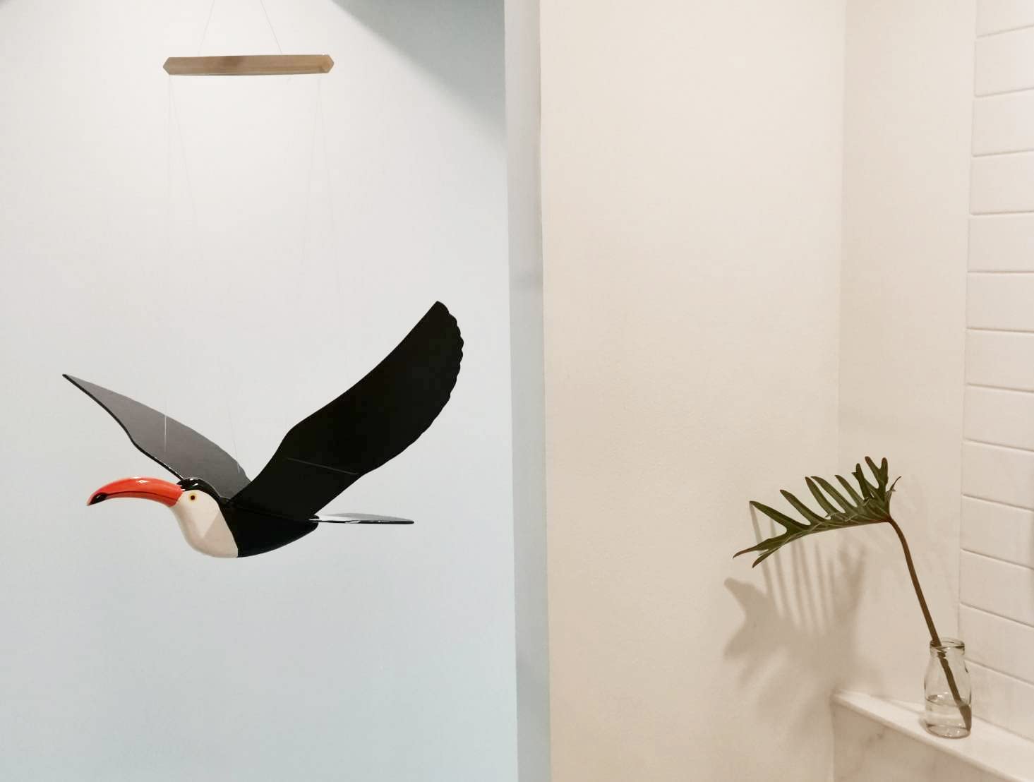 WitnyStore Wooden Bird Mobile 24 Inch Handmade Flapping Wing Decor