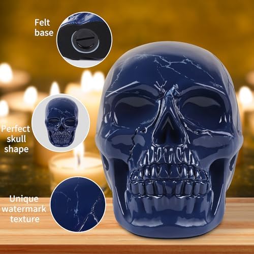 Rsobl Cremation Urns for Human Ashes - Blue Skull Urns Decorative Urns for Female Male