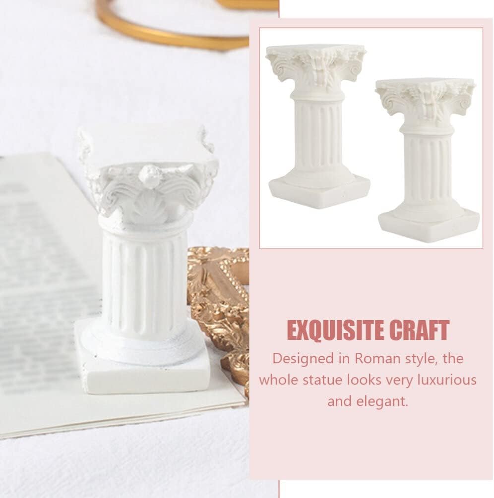 Roman Pillars Mini White Resin Figurine Set for Home Decor