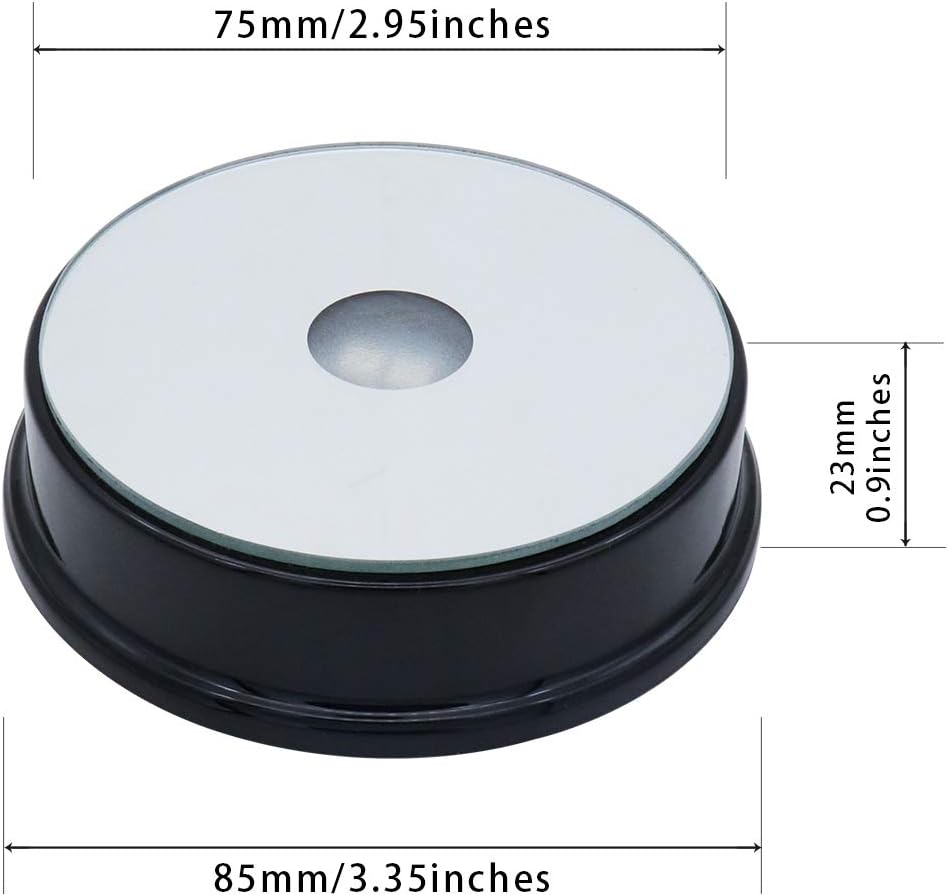 LED Black Display Base with White Light Stand - 3 AAA Battery Powered Pedestal