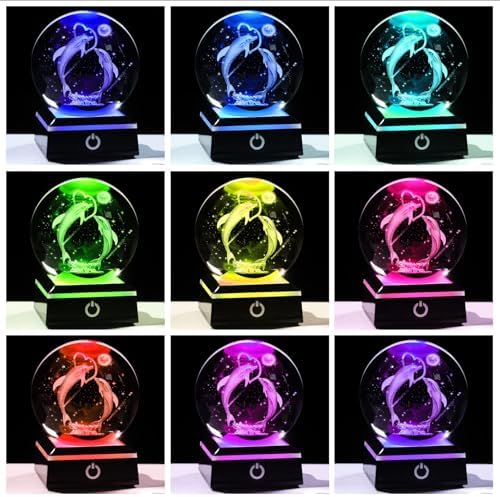 3D Crystal Ball Dolphin Night Light Decor