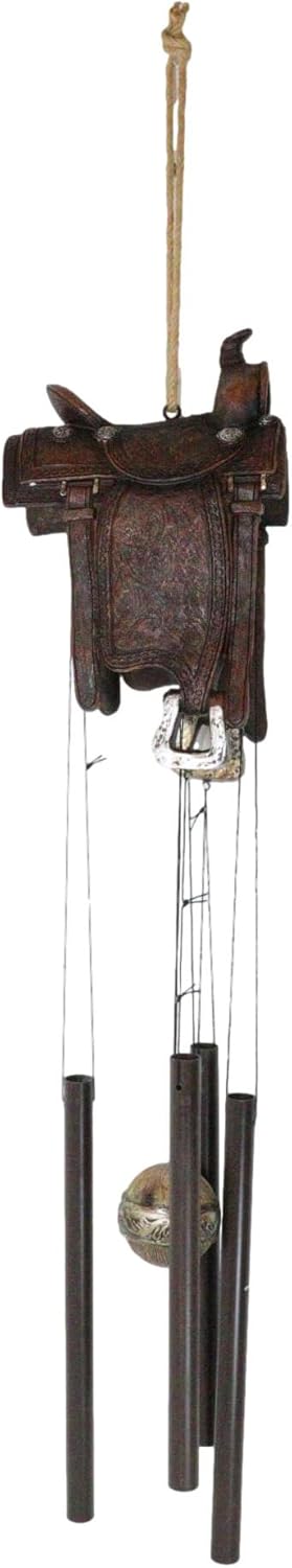 Ebros Gift Farm Country Rustic Horse Saddle Wind Chime