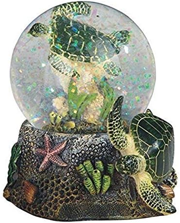StealStreet 375 Inch Marine Life Snow Globe with Sea Turtle Statue Green