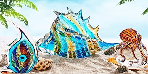 Eustuma Hand Blown Glass Conch Figurine Decoration