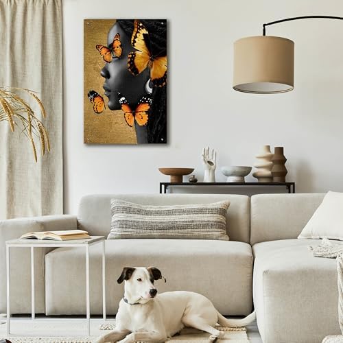 Epic Art Monochrome Golden Butterfly 1 Wall Art 24x36