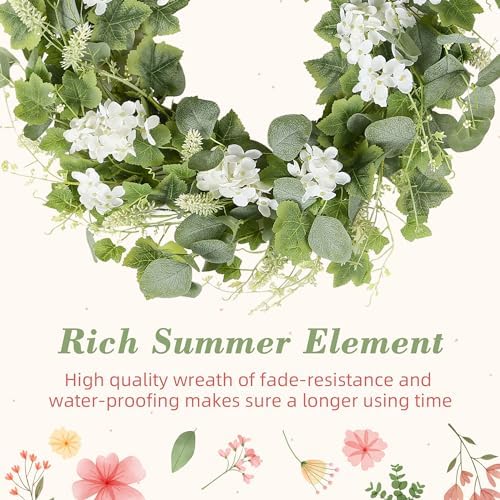 YNYLCHMX 18 Inch Spring Summer Wreath for Front Door