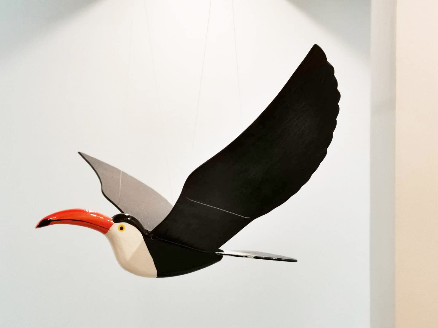 WitnyStore Wooden Bird Mobile 24 Inch Handmade Flapping Wing Decor