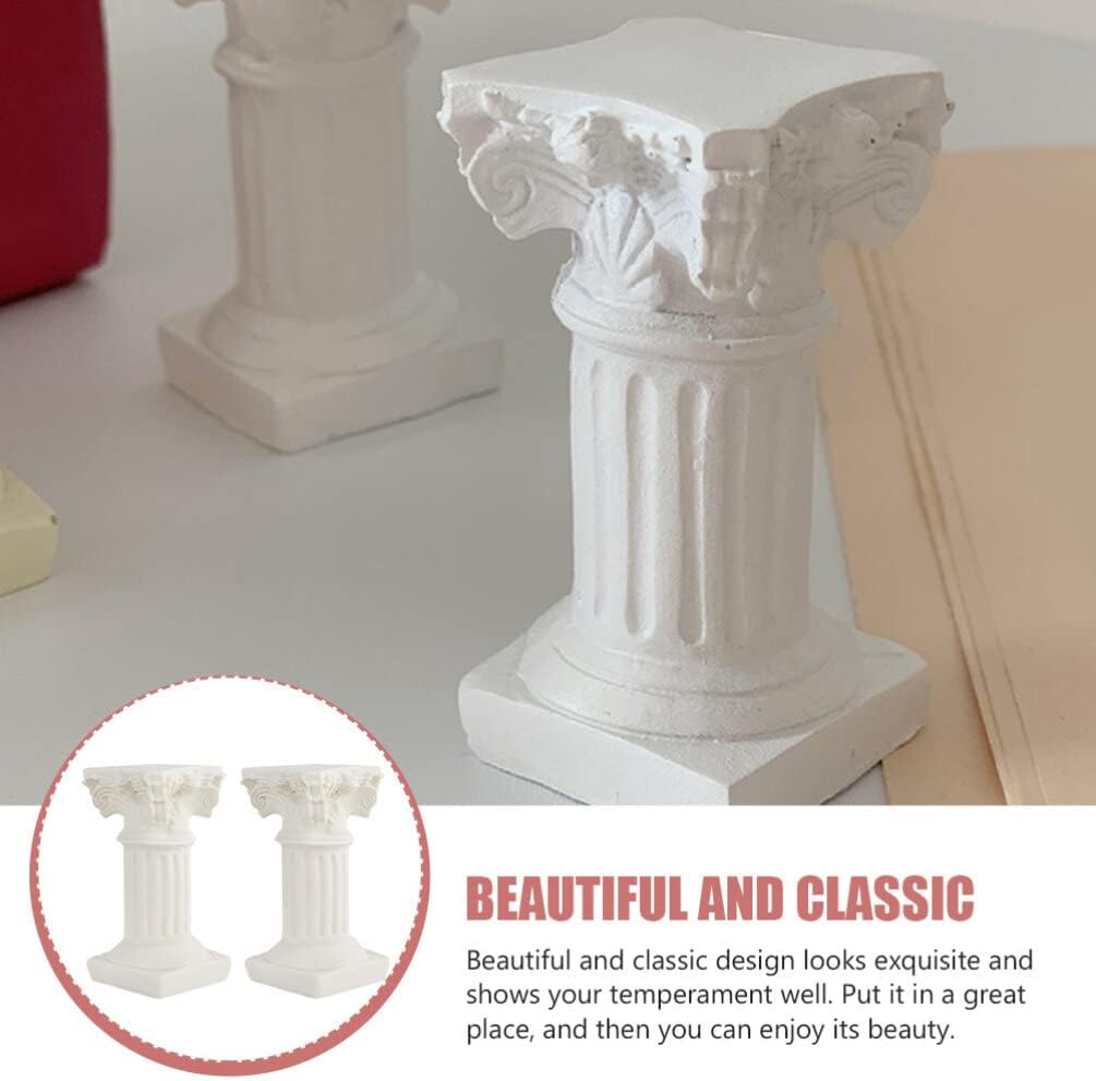 Roman Pillars Mini White Resin Figurine Set for Home Decor