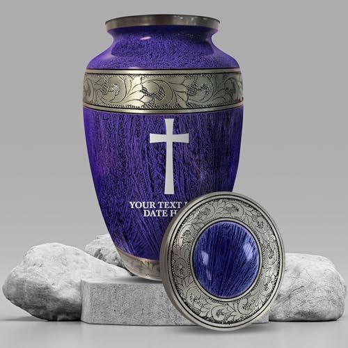 Elegant Personalized Cremation Urn - Custom Engraved Distressed Silver Inlay