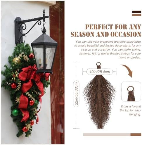 Grapevine Teardrop Swag Base 2 Pack for Door Decor