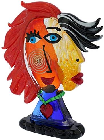 GlassOfVenice Murano Glass Picasso Head of a Woman with Red Hair 1