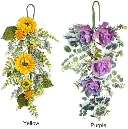 DULRLLY Sunflower Teardrop Swag Door Wreath 275 Inch