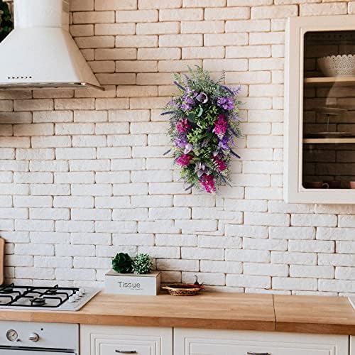 Spring Wreath for Front Door with Lavender and Tulip Flowers