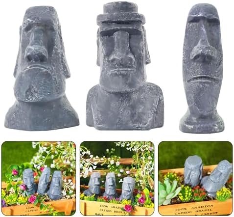 8 Pcs Miniature Moai Statue Easter Island Decor 25 Inch Resin Sculpture