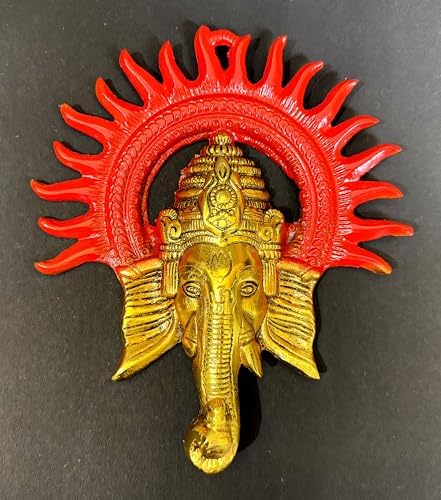 Ganesha Wall Hanging Decor 8 Inch Brass Sculpture
