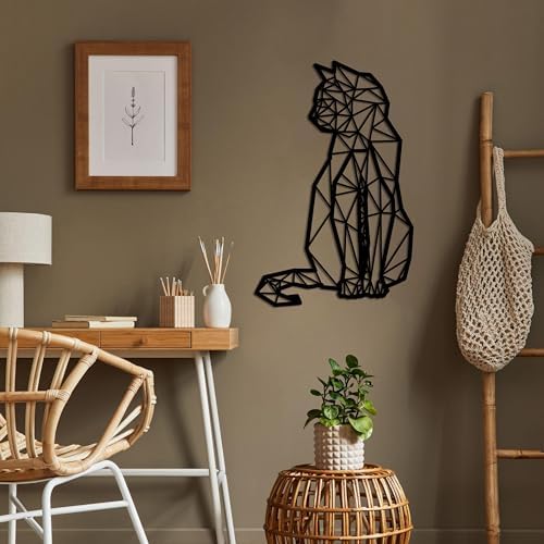 DEKADRON Metal Wall Decor Geometric Cat Art