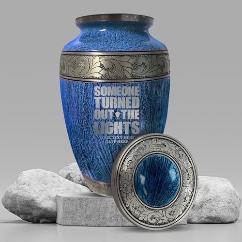 Personalized Cremation Urn with Funny Engraving 200 Cu Inch Blue
