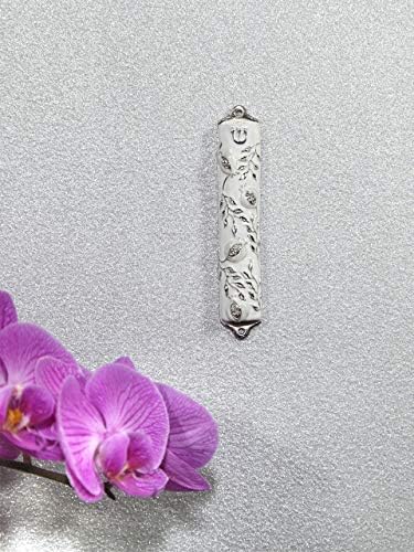 Mezuzah Case Pomegranate Tree Pewter 4 Inch Wedding