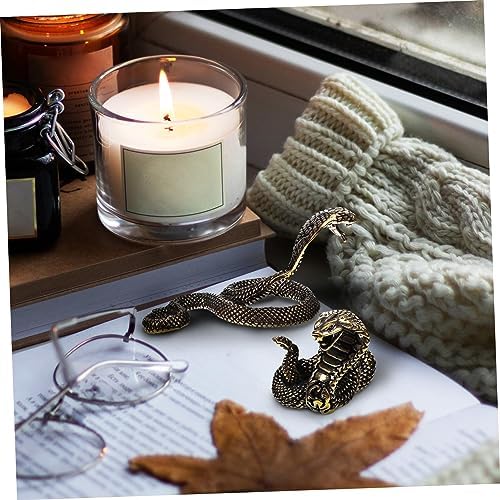 Wakauto 2pcs Brass Snake Figurine Realistic Decor Sculpture