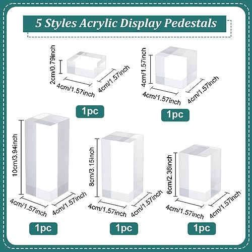 BENECREAT 5Pcs Acrylic Cube Display Stand