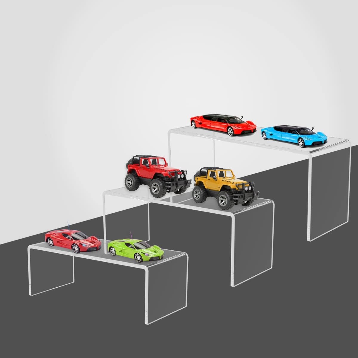 6PCS Acrylic Display Risers 3 Sizes Clear Stand
