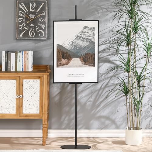 Ironlux Adjustable Easel Stand for Sign Display Black Metal Floor Easel for Art Frames up to 64