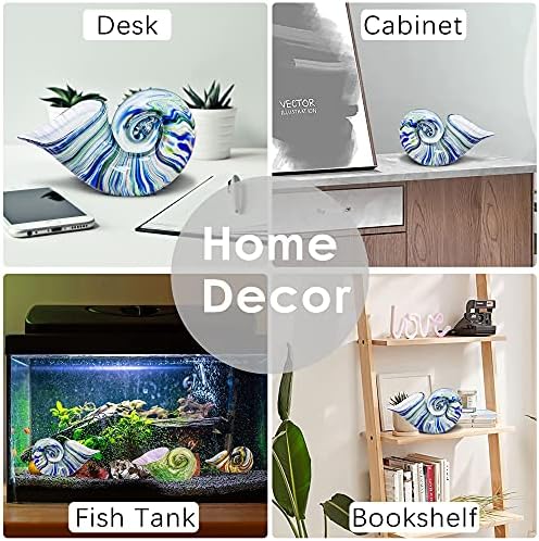 QFkris Blue Nautilus Glass Figurine Decor