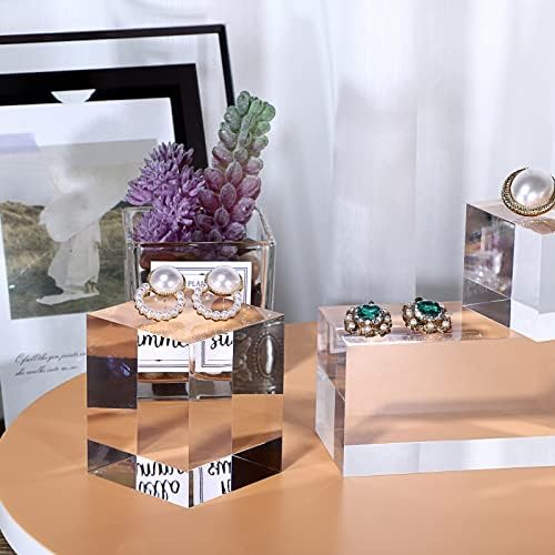 Hipiwe 4PCS Acrylic Risers Display Stand for Jewelry Figurines and Collectibles