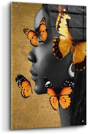 Epic Art Monochrome Golden Butterfly 1 Wall Art 24x36
