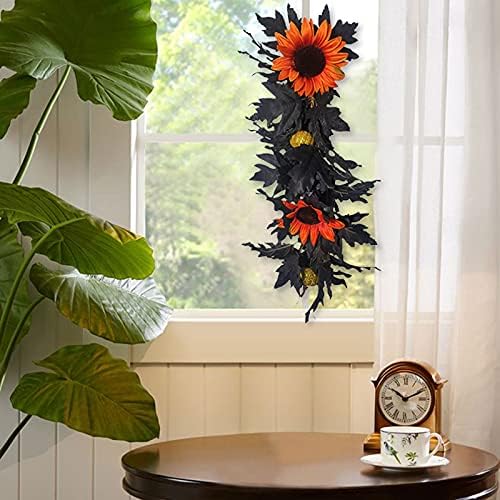 Belupai 24in Black Halloween Floral Swag Wreath