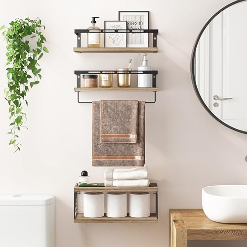 Fixwal 31 Floating Bathroom Shelf Over Toilet with Towel Bar