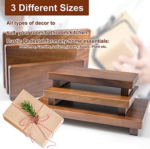 Wooden Pedestal Stand with Rubber Pads Decorative Soap Tray for Farmhouse Style Home Decor