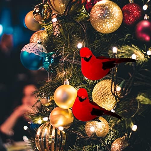 Berfutall Red Cardinal Clip On Christmas Tree Ornament - Set of 12