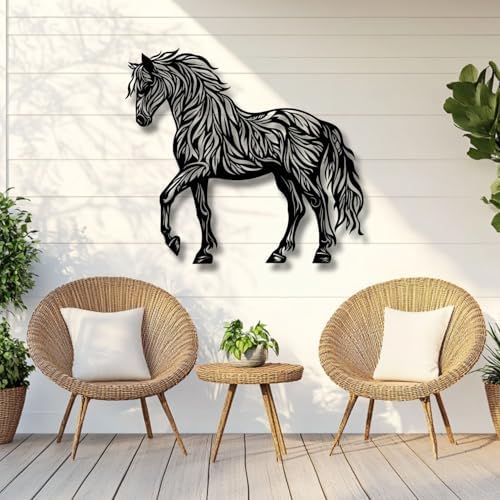 Flewfar Horse Wall Art Metal Steed Sculpture 19x19 Inch Unframed Decor