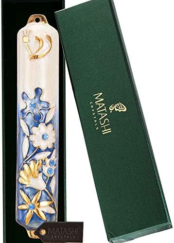 Matashi 55 Inch Hand Painted Mezuzah with Gold and Crystal Embellishments
