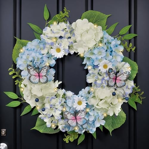 Valery Madelyn Spring Summer Wreath with Lights 18 Inch