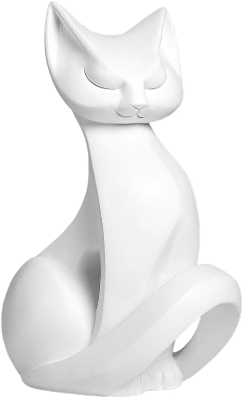 Cat Sculpture Resin Craft Figurine Decor for Home Office Bedroom