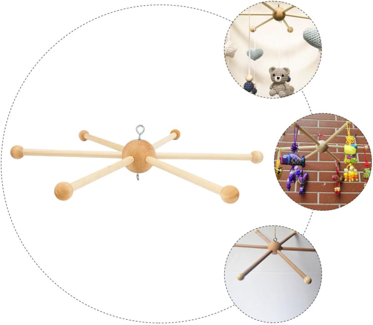 DIY Wind Chime Mobile Frame with 6-Legged Ball Shape Decor