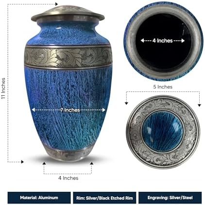 Personalized Cremation Urn with Funny Engraving 200 Cu Inch Blue