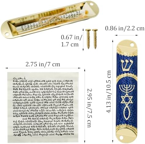 MrMrKura Blue Mezuzah with Scroll Door Decor